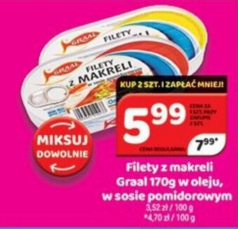 Delfin Filety z makreli Graal 170g w oleju, w sosie pomidorowym oferta
