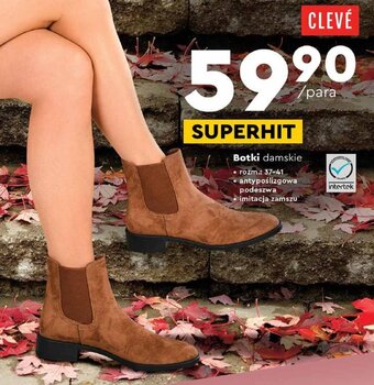 Biedronka CLEVÉ Botki damskie oferta