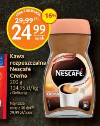 Delikatesy Centrum Kawa rozpuszczalna Nescafé Crema 200 g oferta