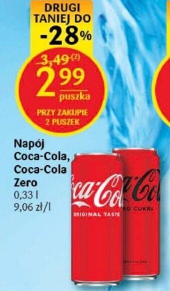 Delikatesy Centrum Napój Coca-Cola, Coca-Cola Zero 0,33 l oferta