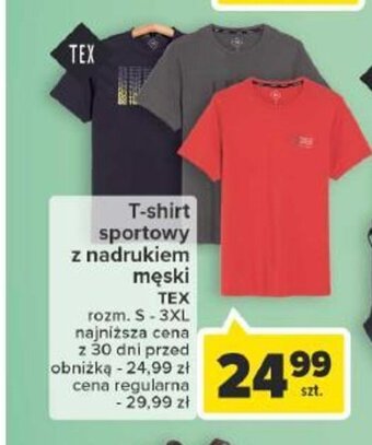 Carrefour T-shirt sportowy z nadrukiem męski oferta