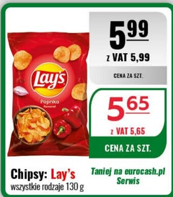 Eurocash Chipsy: Lay's 130 g oferta