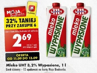 Biedronka Mleko UHT 3,2% Wypasione 1 l oferta