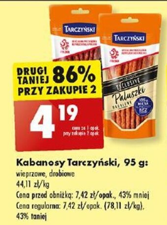 Biedronka Kabanosy Tarczyński 95 g oferta