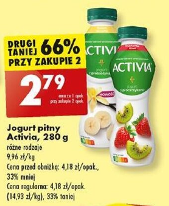 Biedronka Jogurt pitny Activia 280 g oferta