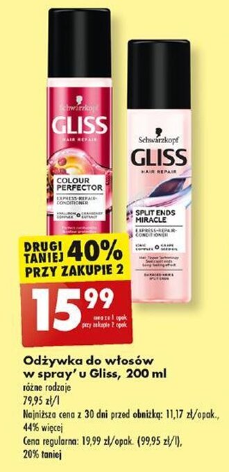 Biedronka Odżywka do włosów w spray' u Gliss 200 ml oferta