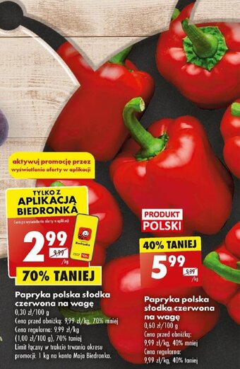 Biedronka Papryka polska słodka czerwona 1kg oferta