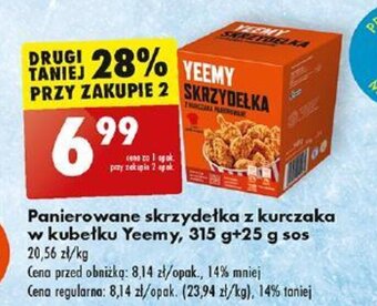 Biedronka Panierowane skrzydełka z kurczaka w kubełku Yeemy 315 g+25 g sos oferta
