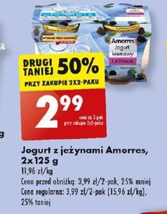Biedronka Jogurt z jeżynami Amorres 2 x 125 g oferta