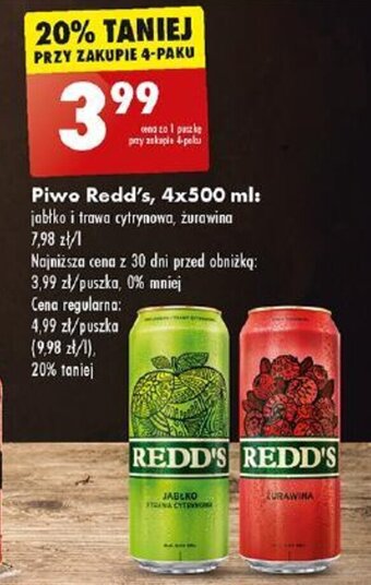 Biedronka Piwo Redd's 500 ml oferta