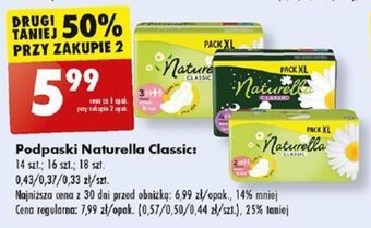 Biedronka Podpaski Naturella Classic 14-18szt. oferta