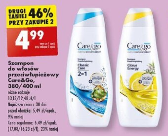 Biedronka Szampon do włosów przeciwłupieżowy Care&Go 380/400 ml oferta