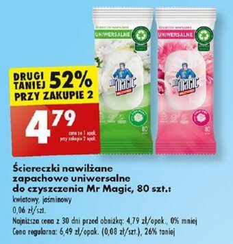 Biedronka Ściereczki nawilżane zapachowe uniwersalne do czyszczenia Mr Magic 80 szt. oferta