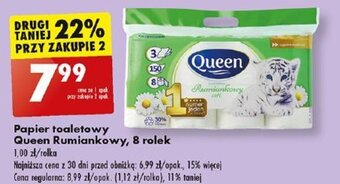 Biedronka Papier toaletowy Queen Rumiankowy 8 rolek oferta