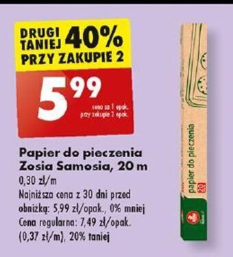 Biedronka Papier do pieczenia Zosia Samosia 20 m oferta
