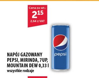Eurocash NAPÓJ GAZOWANY PEPSI, MIRINDA, 7UP, MOUNTAIN DEW 0,33l oferta