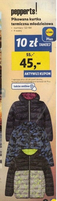 Lidl Pikowana kurtka termiczna młodzieżowa pepperts! oferta