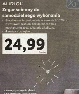 Lidl AURIOL Zegar ścienny do samodzielnego wykonania oferta