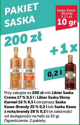 Eurocash Likier Saska Crema 0,5l i Likier Saska Słony Karmel 16 % 0,5l oferta