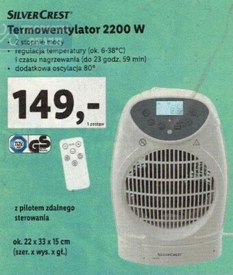 Lidl SILVERCREST Termowentylator 2200 W oferta