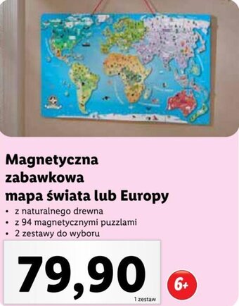 Magnetyczna zabawkowa mapa świata lub Europy