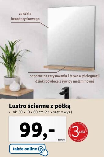 Lidl Lustro ścienne z półką oferta