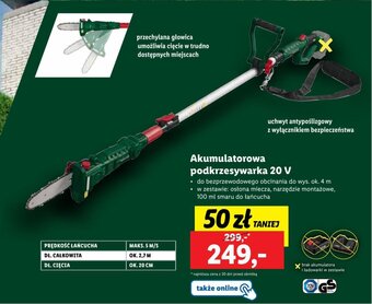 Lidl PARKSIDE Akumulatorowa podkrzesywarka 20 V oferta