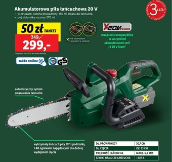 Lidl PARKSIDE Akumulatorowa piła łańcuchowa 20 V oferta
