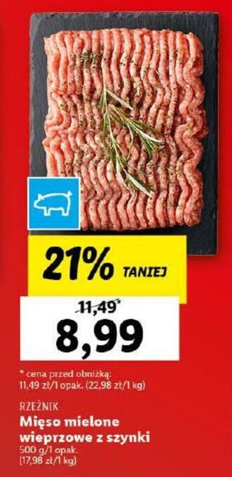 Lidl RZEŹNIK Mięso mielone wieprzowe z szynki 500 g oferta