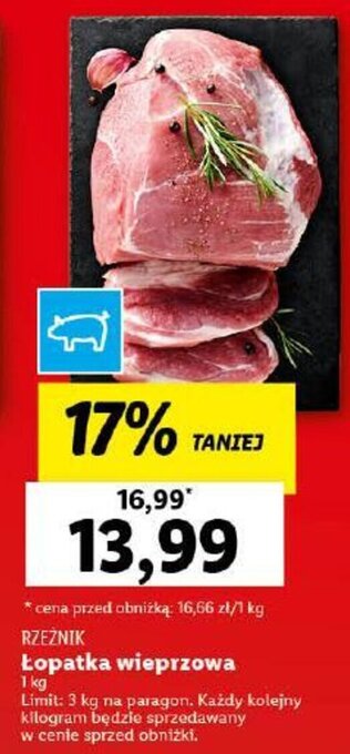Lidl RZEŹNIK Łopatka wieprzowa 1 kg oferta