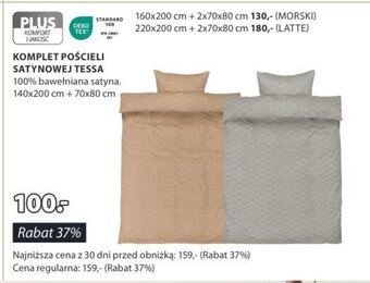 JYSK KOMPLET POŚCIELI SATYNOWEJ TESSA oferta