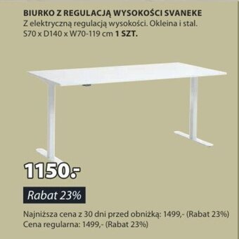 JYSK BIURKO Z REGULACJĄ WYSOKOŚCI SVANEKE oferta
