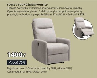 JYSK FOTEL Z PODNÓŻKIEM VONSILD oferta