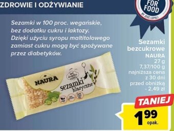 Carrefour Sezamki bezcukrowe NAURA 27 g oferta