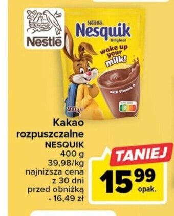 Carrefour Kakao rozpuszczalne NESQUIK 400 g oferta