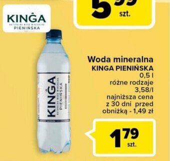 Carrefour KINGA PIENIŃSKA Woda mineralna 0,5l oferta