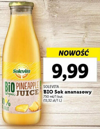 Lidl SOLEVITA BIO Sok ananasowy 750ml oferta