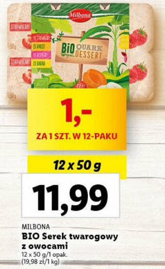 Lidl MILBONA BIO Serek twarogowy z owocami 12x50g oferta