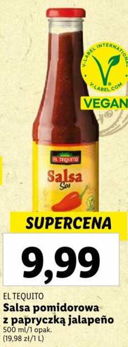 Lidl EL TEQUITO Salsa pomidorowa z papryczką jalapeño 500ml oferta