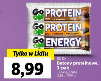 GO ON Batony proteinowe, 3-pak 3 x 50 g