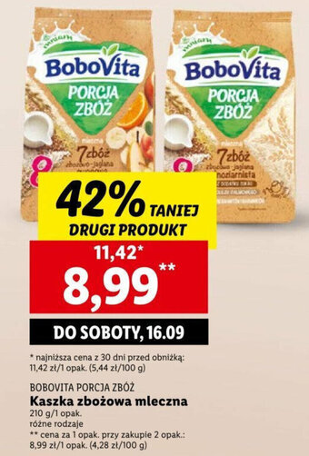 Lidl BOBOVITA PORCJA ZBÓŻ Kaszka zbożowa mleczna 210g oferta