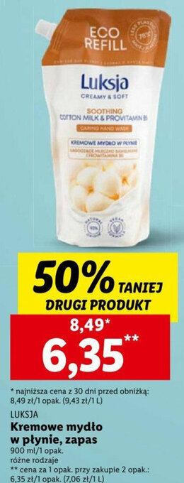 Lidl Luksja Kremowe mydło w płynie, zapas 900ml oferta