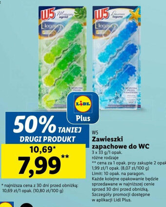 Lidl W5 Zawieszki zapachowe do WC 3 x 33 g oferta