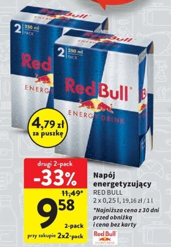 Intermarche Napój energetyzujący RED BULL 2x0,25l oferta