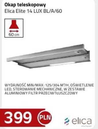 Kakto Okap teleskopowy Elica Elite 14 LUX BL/A/60 oferta