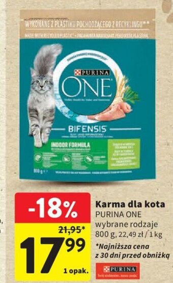Intermarche Karma dla kota PURINA ONE 800 g oferta