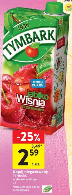 Intermarche Napój niegazowany TYMBARK 1l oferta