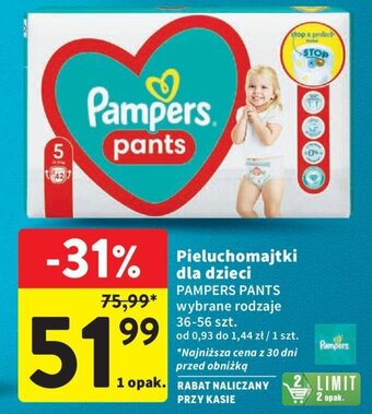 Intermarche Pieluchomajtki dla dzieci PAMPERS PANTS 36-56szt. oferta