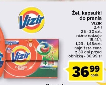 Carrefour Żel, kapsułki do prania VIZIR 2,4 l oferta