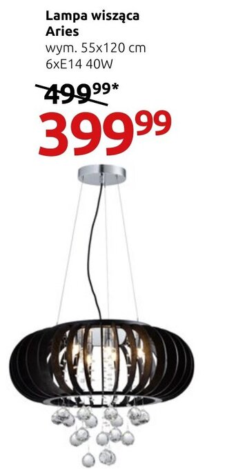 Lampa wisząca Aries wym. 55x120 cm